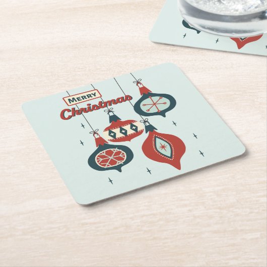 世紀中葉の原子クリスマス スクエアペーパーコースター (アングル)