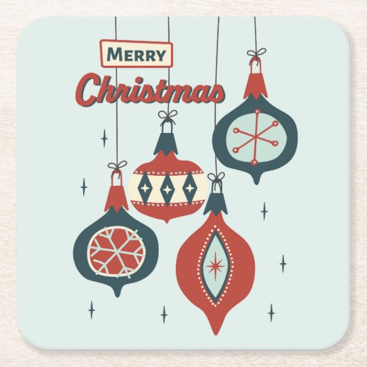 世紀中葉の原子クリスマス スクエアペーパーコースター (正面)