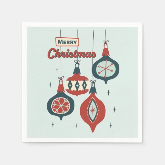 世紀中葉の原子クリスマス スタンダードカクテルナプキン (正面)