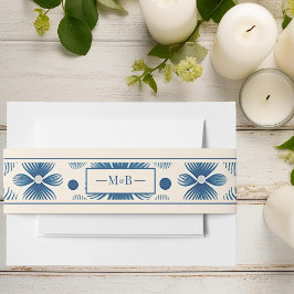 世紀中葉の結婚式花 |クリーム |モノグラム 招待状ベリーバンド