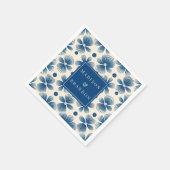 世紀中葉の結婚式花 |フルプリント |名前 スタンダードカクテルナプキン (角)