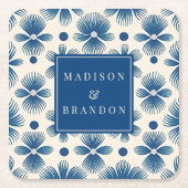 世紀中葉の結婚式花 |名前のフルプリント スクエアペーパーコースター (正面)