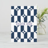 世紀中葉の青と白モダン サンキューカード (スタンド正面)