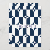 世紀中葉の青と白モダン サンキューカード (正面/裏面)