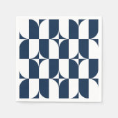 世紀中葉の青と白モダン スタンダードカクテルナプキン (正面)