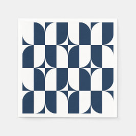 世紀中葉の青と白モダン スタンダードカクテルナプキン