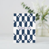 世紀中葉の青と白モダン ポストカード (スタンド正面)