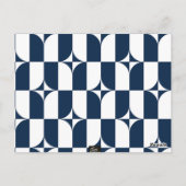 世紀中葉の青と白モダン ポストカード (裏面)