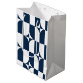世紀中葉の青と白モダン ミディアムペーパーバッグ (正面アングル)