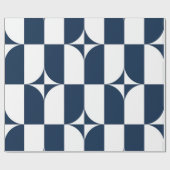 世紀中葉の青と白モダン ラッピングペーパー (フラット)