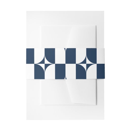 世紀中葉の青と白モダン 招待状ベリーバンド (正面例)