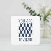 世紀中葉の青と白モダン 招待状 (スタンド正面)