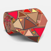 世紀中葉モダン三角形、トープ、茶色、赤 ネクタイ (ロール)