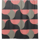 世紀中葉モダン桃と灰色 シャワーカーテン (正面)