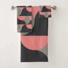 世紀中葉モダン桃と灰色 バスタオルセット