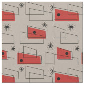 世紀中葉モダン長方形赤 ファブリック (クローズアップ)