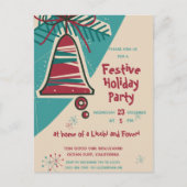 世紀中頃のクリスマスベルモダン インビテーションポストカード (正面)