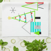 世紀中頃のクリスマスモダン村 キッチンタオル (折り畳み)