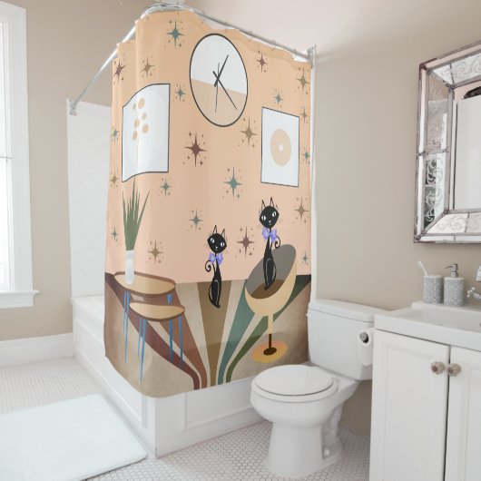 世紀中頃のネコモダン シャワーカーテン (インサイチュ)