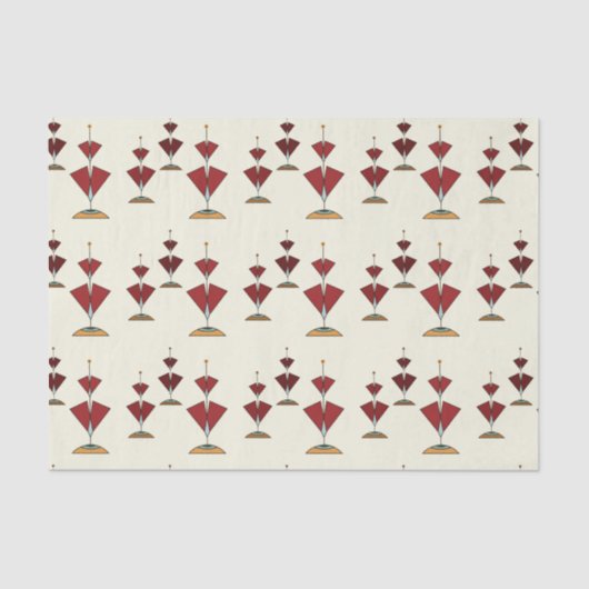 世紀中頃のバレンタモダンイン幾何学赤いハート 薄葉紙 (正面)