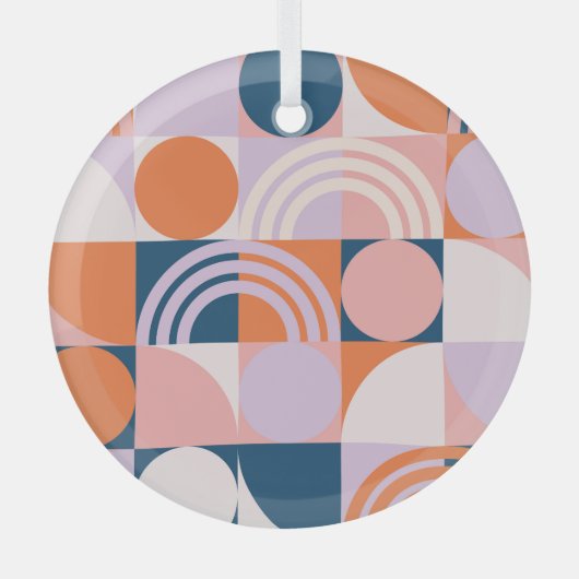 世紀中頃の円ストライプのパターン ガラスオーナメント (正面)