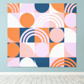 世紀中頃の円ストライプのパターン キャンバスプリント (インサイチュ (ウッドフロア))