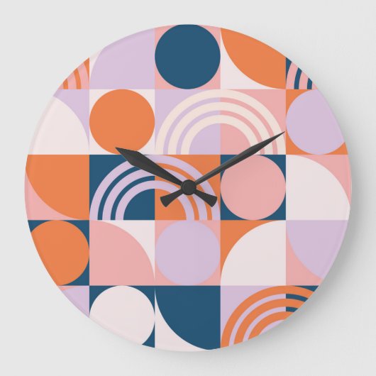 世紀中頃の円ストライプのパターン ラージ壁時計 (正面)