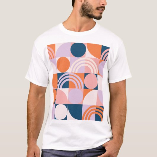 世紀中頃の円ストライプのパターン Tシャツ (正面)