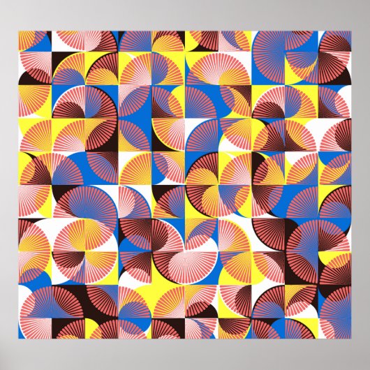 世紀中頃の円、ストライプヴィンテージ・タイル ポスター (正面)