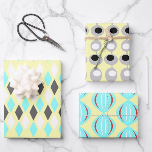 世紀中頃の原子パターン ラッピングペーパーシート (正面)