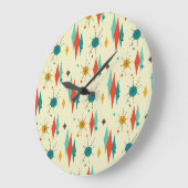 世紀中頃の壁掛け時モダン計、ダイヤモンド模様 ラージ壁時計 (傾斜)