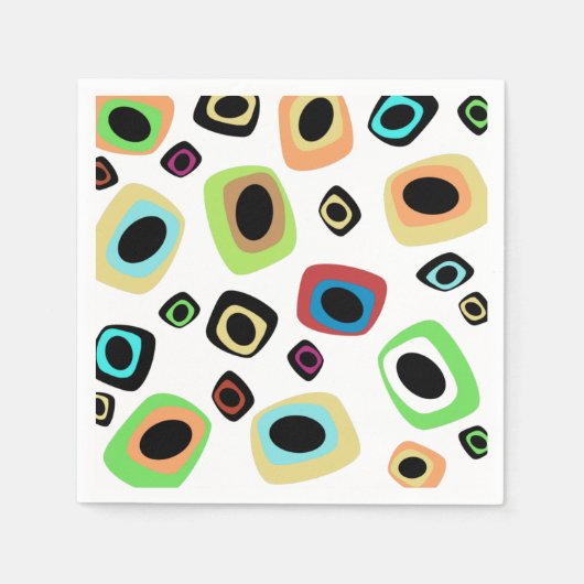 世紀中頃の幾何学的ナプキン スタンダードカクテルナプキン (正面)