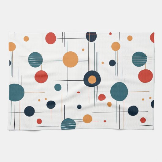 世紀中頃の幾何学的パターン キッチンタオル (横)