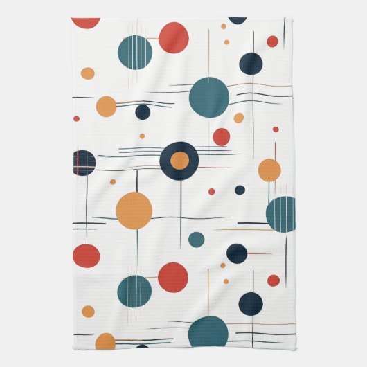 世紀中頃の幾何学的パターン キッチンタオル (縦)