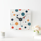 世紀中頃の幾何学的パターン スクエア壁時計 (ホーム)