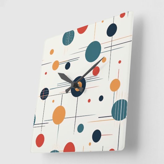 世紀中頃の幾何学的パターン スクエア壁時計 (傾斜)