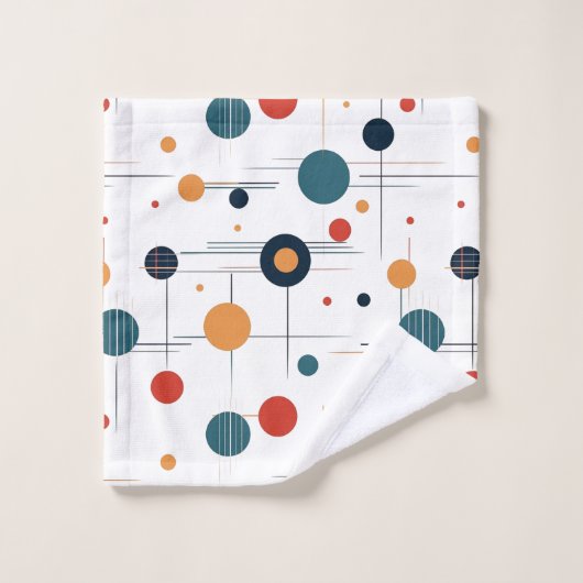 世紀中頃の幾何学的パターン バスタオルセット (ウォッシュタオル)