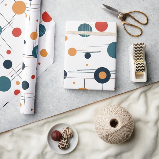 世紀中頃の幾何学的パターン ラッピングペーパー (クラフト)