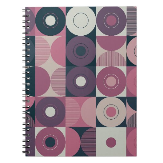 世紀中頃の幾何学的：抽象芸術カラフルパターン ノートブック (正面)