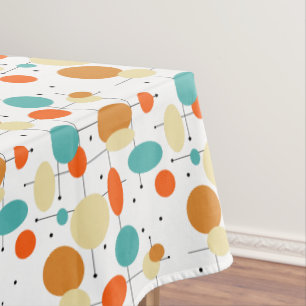 世紀中頃の明るい円と線モダン テーブルクロス