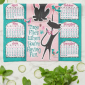 世紀中頃の猫カレンダーのキッチンタオル キッチンタオル (折り畳み)