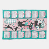世紀中頃の猫カレンダーのキッチンタオル キッチンタオル (横)