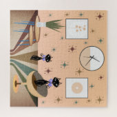 世紀中頃の猫モダン ジグソーパズル (横)