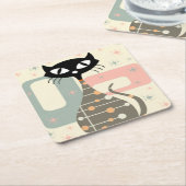 世紀中頃の猫モダン スクエアペーパーコースター (アングル)