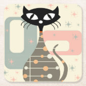 世紀中頃の猫モダン スクエアペーパーコースター (正面)
