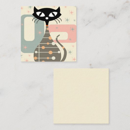 世紀中頃の猫モダン スクエア名刺 (正面/裏面)