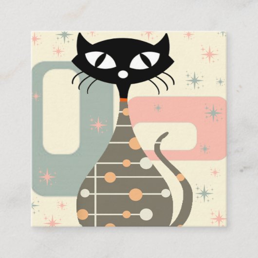 世紀中頃の猫モダン スクエア名刺 (正面)