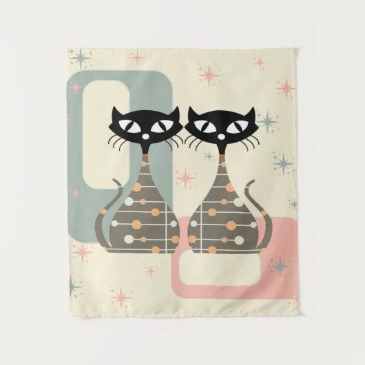 世紀中頃の猫モダン タペストリー (正面)