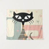 世紀中頃の猫モダン タペストリー (正面(横))