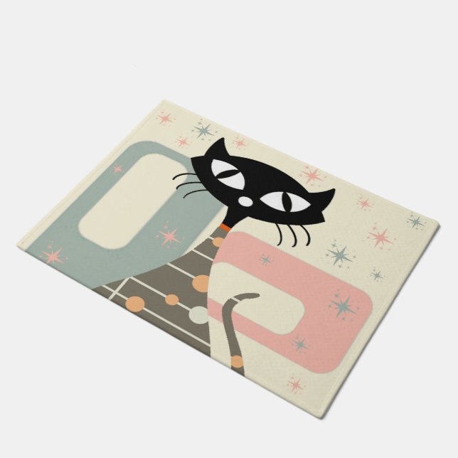 世紀中頃の猫モダン ドアマット (アングル)